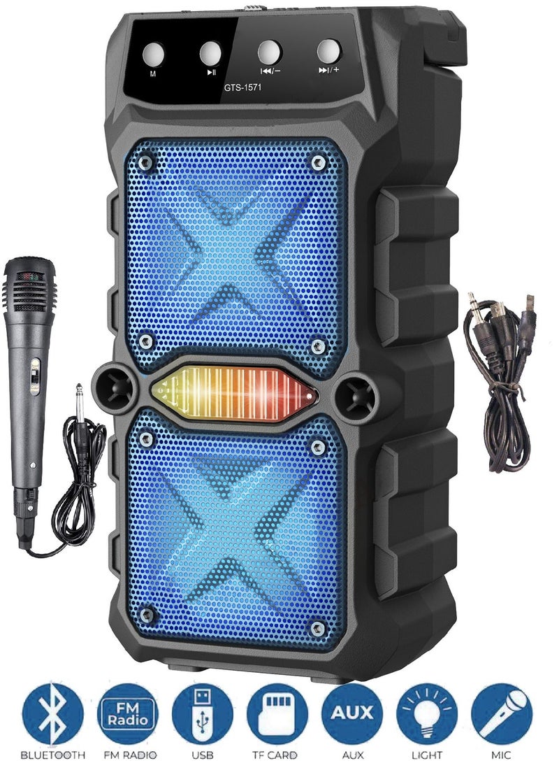 قريت نايس مكبر صوت لاسلكي يعمل بتقنية البلوتوث مع بطارية يمكن إعادة شحنها يتضمن ميكروفون و راديو FM وذاكرة TF و مدخل USB ومدخل MIC - Image 1