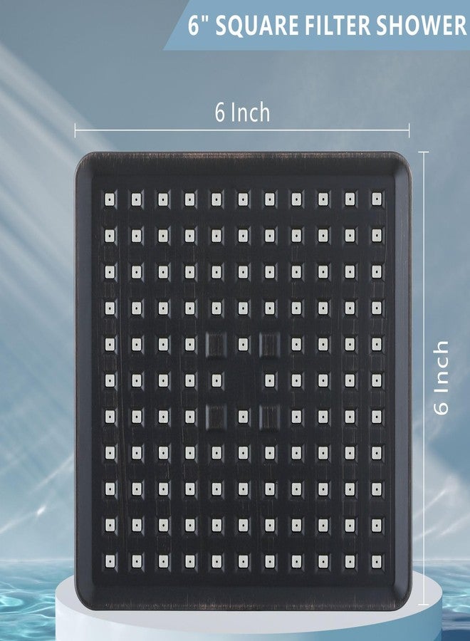 Nuodan High Pressure Rain Shower Head with Filtered - 6" Square Showerhead Filter for Remove Chlorine and Harmful Substances, Improve Hair and Skin Problems, Oil Rubbed Bronze - Image 4