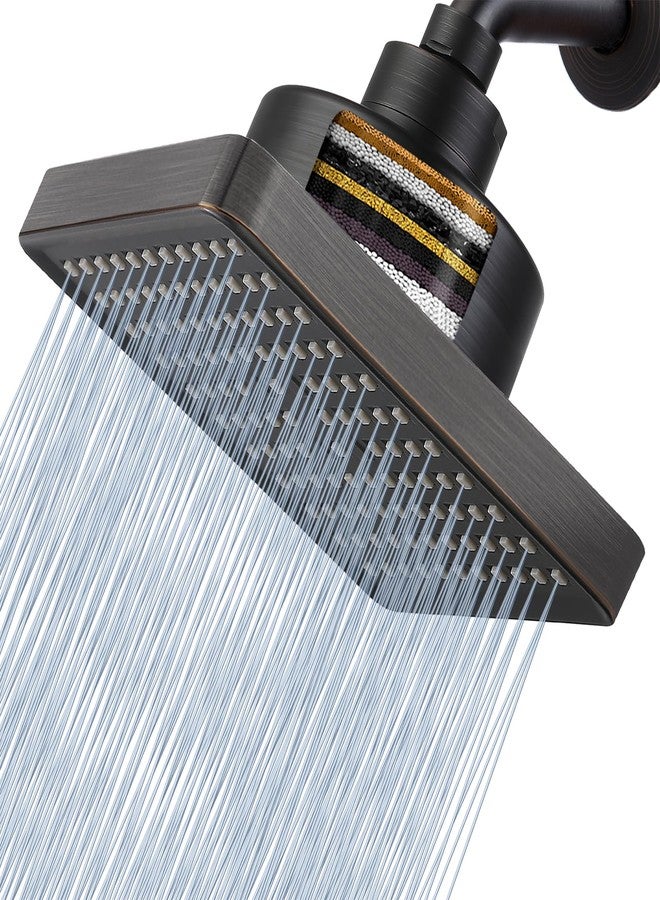 Nuodan High Pressure Rain Shower Head with Filtered - 6" Square Showerhead Filter for Remove Chlorine and Harmful Substances, Improve Hair and Skin Problems, Oil Rubbed Bronze - Image 1