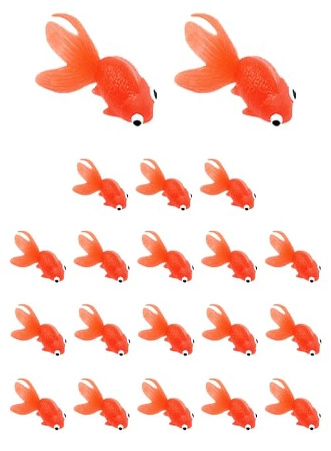 Acxico 20pcs Soft Plastic Floating Goldfish - 2.36 Inches Orange Color, Simulation Fish for Tank Craft & Decoration, Suitable for Aquarium Accent Use - Image 1