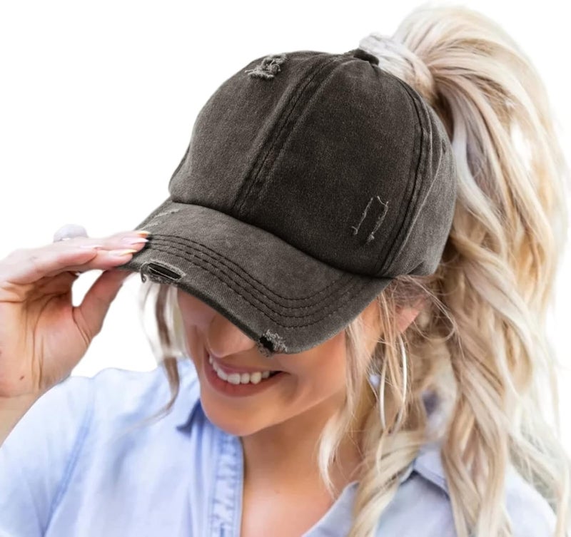 ProMindFun Womens Pony Hat High Ponytail Baseball Cap Girls Messy Bun Caps Camouflage Trucker Bad Hair Day Adjustable Dad Hat - Image 1
