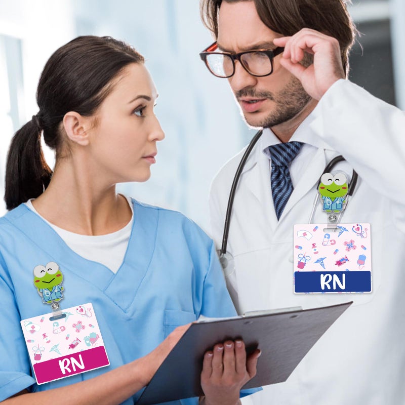 Besoar 3 Pack RN Badge Buddy Card Holder - Horizontal Registered Nurse Nursing Accessories Blue Pink Purple Red Black Colors ID Name Identification Tags with Print for Hospital Medical Work - Image 5