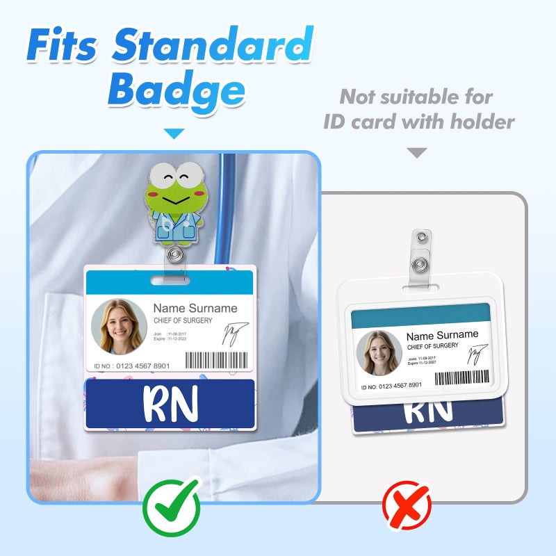 Besoar 3 Pack RN Badge Buddy Card Holder - Horizontal Registered Nurse Nursing Accessories Blue Pink Purple Red Black Colors ID Name Identification Tags with Print for Hospital Medical Work - Image 2