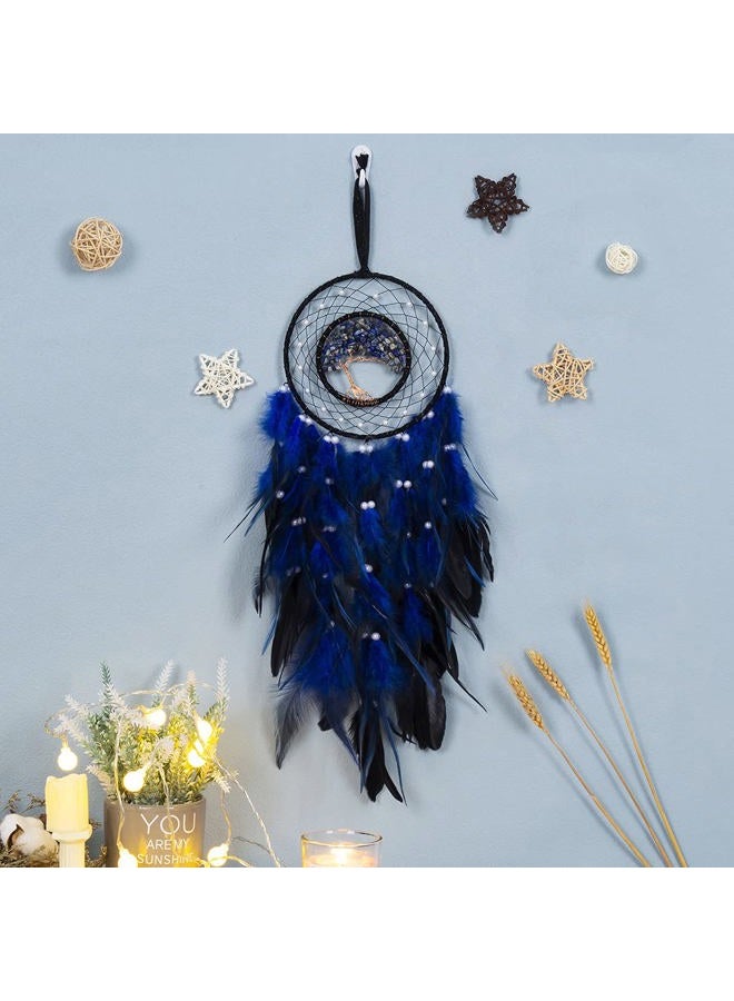 Dreamocean Dream Catcher, Handmade Dreamcatcher with Healing Crystal Stone, Tree of Life Dream Catchers Hanging Ornament for Home Bedroom Birthday Party, Perfect Craft Gift for Kids… (Blue) - Image 5