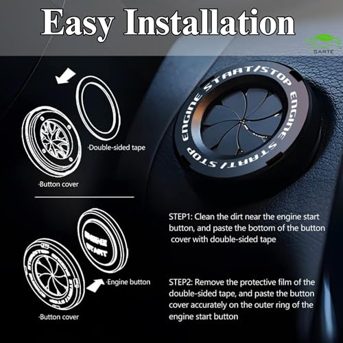 SARTE Car Engine Start Stop Switch Cover Rotatable Ignition Button Protector Universal Push Start Stop Sticker Anti-Scratch Interior Decoration Accessory for All Cars - Image 2