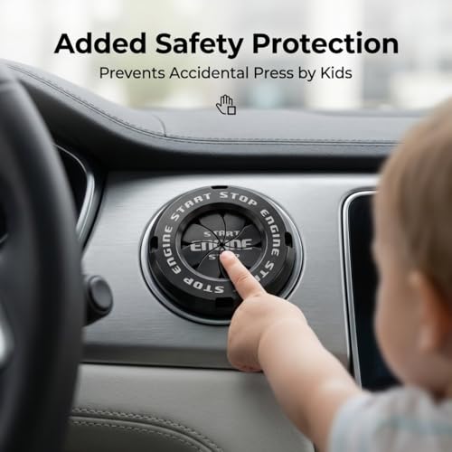 SARTE Car Engine Start Stop Switch Cover Rotatable Ignition Button Protector Universal Push Start Stop Sticker Anti-Scratch Interior Decoration Accessory for All Cars - Image 5