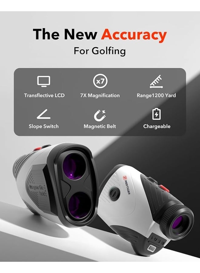 REDTIGER Golf Rangefinder with Slope, 1200 Yards Laser Range Finder Golfing, 7X Magnification, Flag Pole Locking Vibration, Rechargeable Range Finders with Magnet Stripe, GolfVue Series 1 - Image 3
