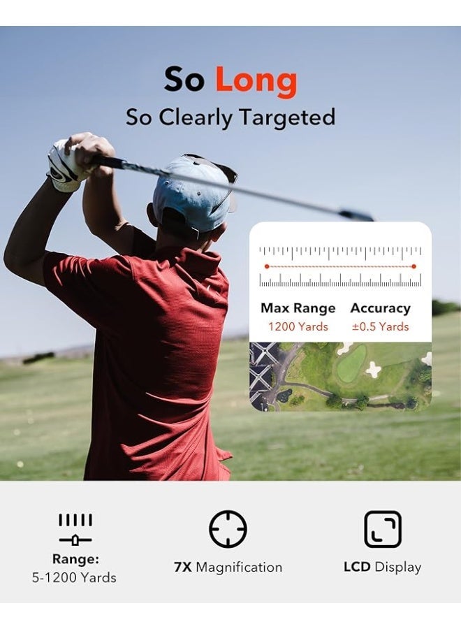REDTIGER Golf Rangefinder with Slope, 1200 Yards Laser Range Finder Golfing, 7X Magnification, Flag Pole Locking Vibration, Rechargeable Range Finders with Magnet Stripe, GolfVue Series 1 - Image 5