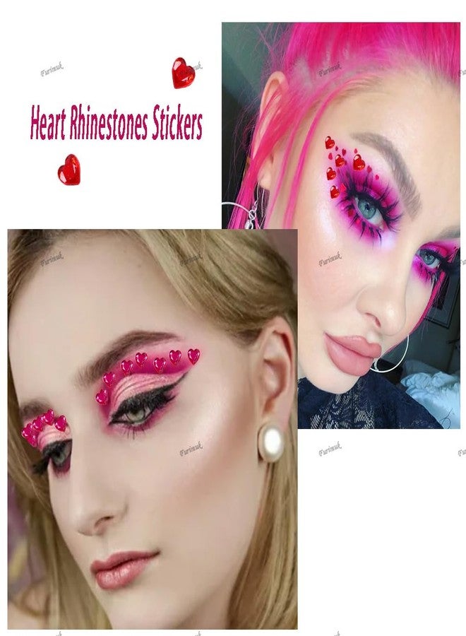 Furimuk 436 Pieces Heart Rhinestone Sticker Gems for Valentine Face Eye Body Makeup, 3D Self-Adhesive Acrylic Crystal Heart Hair Jewels Stickers for Wedding Valentine's Day Decor DIY Craft Decoration Acc - Image 3