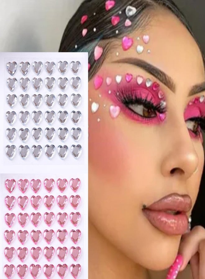 Furimuk 436 Pieces Heart Rhinestone Sticker Gems for Valentine Face Eye Body Makeup, 3D Self-Adhesive Acrylic Crystal Heart Hair Jewels Stickers for Wedding Valentine's Day Decor DIY Craft Decoration Acc - Image 2