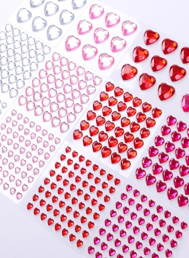 Furimuk 436 Pieces Heart Rhinestone Sticker Gems for Valentine Face Eye Body Makeup, 3D Self-Adhesive Acrylic Crystal Heart Hair Jewels Stickers for Wedding Valentine's Day Decor DIY Craft Decoration Acc - Image 5