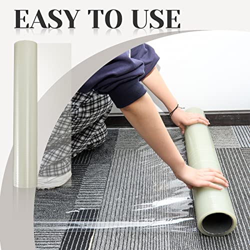 Amylove Carpet Protection Film Plastic Protector Self Adhesive Clear Cover Carpet Sticky Heavy Duty Shield Covering Tape Protection Surface Protective Film for Stairs Rug Floor Runner - Image 3