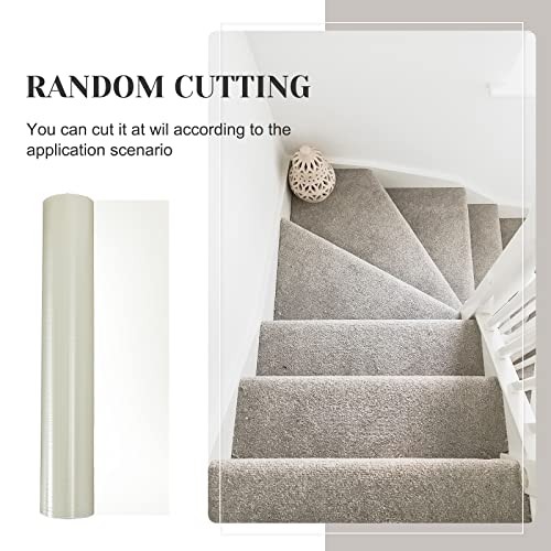 Amylove Carpet Protection Film Plastic Protector Self Adhesive Clear Cover Carpet Sticky Heavy Duty Shield Covering Tape Protection Surface Protective Film for Stairs Rug Floor Runner - Image 5