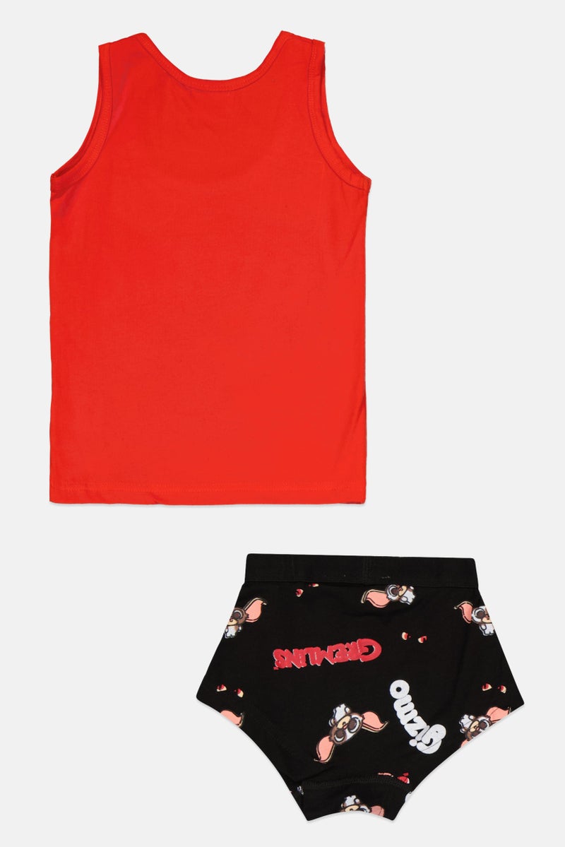 Gremlins Toddler Boy 2 Pieces Graphic Print Sleeveless Vest And Boxer Set, Red Combo  - Image 2