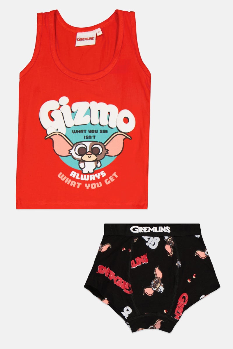 Gremlins Toddler Boy 2 Pieces Graphic Print Sleeveless Vest And Boxer Set, Red Combo  - Image 1