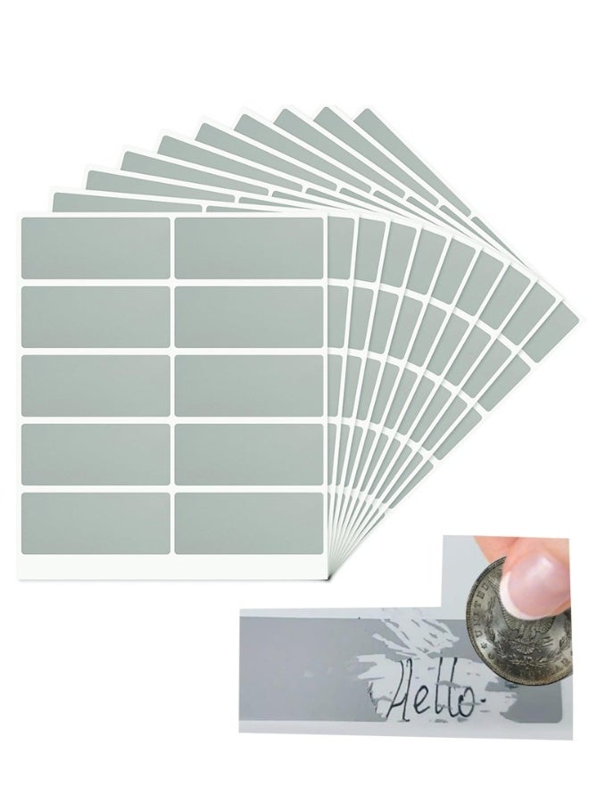 Topleo 300PCS(30Sheets) Scratch Off Stickers Labels - Rectangle, Gray, 60mm x 25mm Self-Adhesive Easy to Peel and Stick for DIY Wedding Party Games Fundraisers Promotions - Image 1