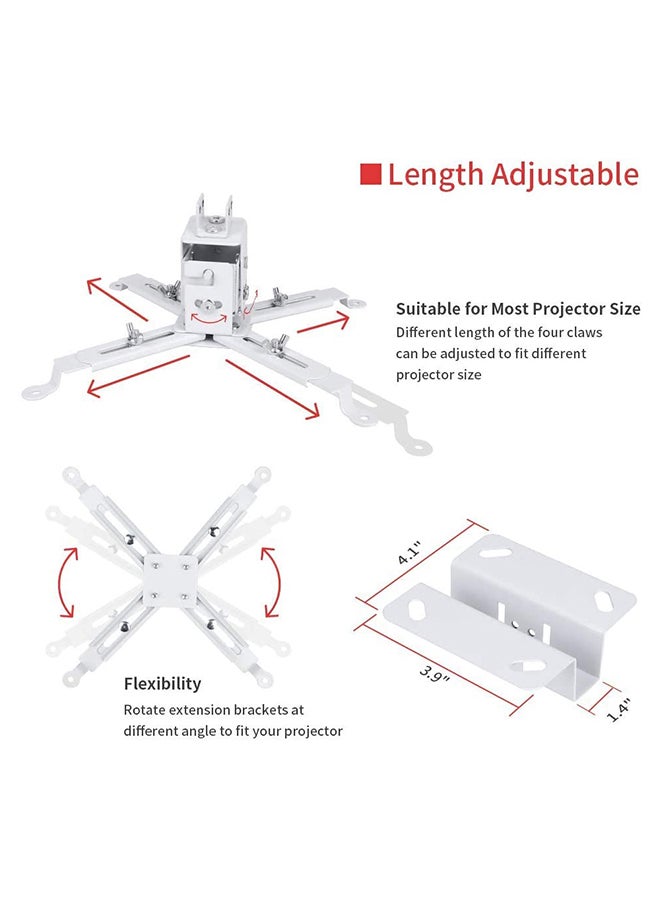 Wownect Ceiling Mount For LCD/DLP Adjustable Height Projector Silver - Image 3