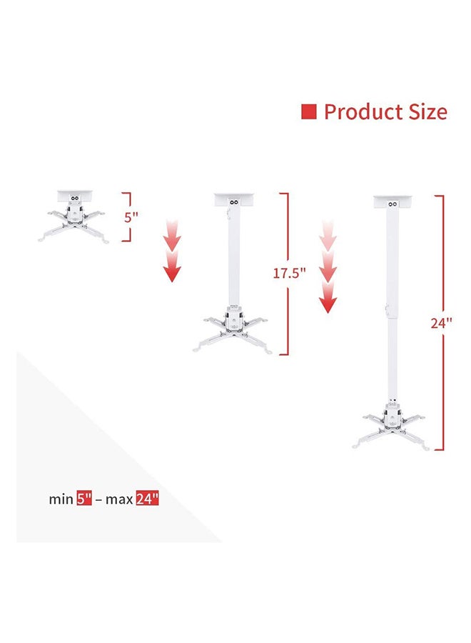 Wownect Ceiling Mount For LCD/DLP Adjustable Height Projector Silver - Image 4