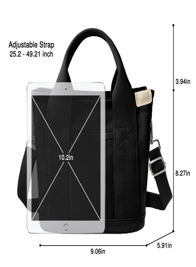 Youjaree Canvas Tote Bag for Women Stylish Crossboy Handbag Casual Hobo Bag Top Handle Satchel with Multiple Pockets (Black) - Image 5