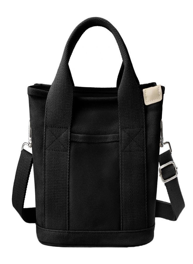 Youjaree Canvas Tote Bag for Women Stylish Crossboy Handbag Casual Hobo Bag Top Handle Satchel with Multiple Pockets (Black) - Image 1
