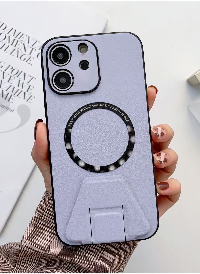 LEEKA - iPhone 12 LEEKA Magsafe Wireless Charging Mobile Phone Leather Case For iPhone 14 Plus 13 Mini 12 11 Pro Max XS XR Buckle Ring Stand Back Cover apple iPhone 12 (Purple) - Image 1