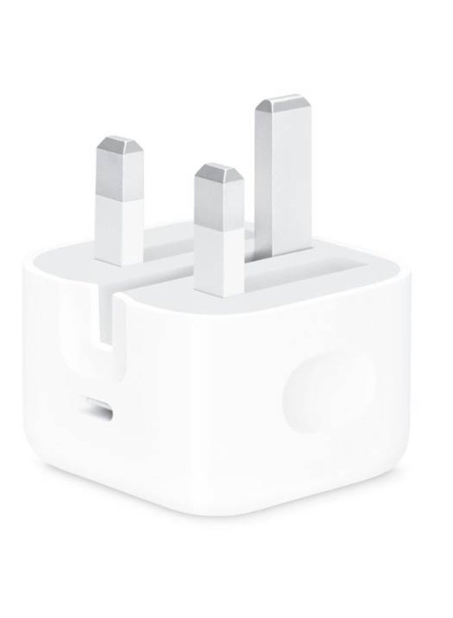 محول طاقة MHJF3 USB-C، 3 سنون، أبيض - Image 1