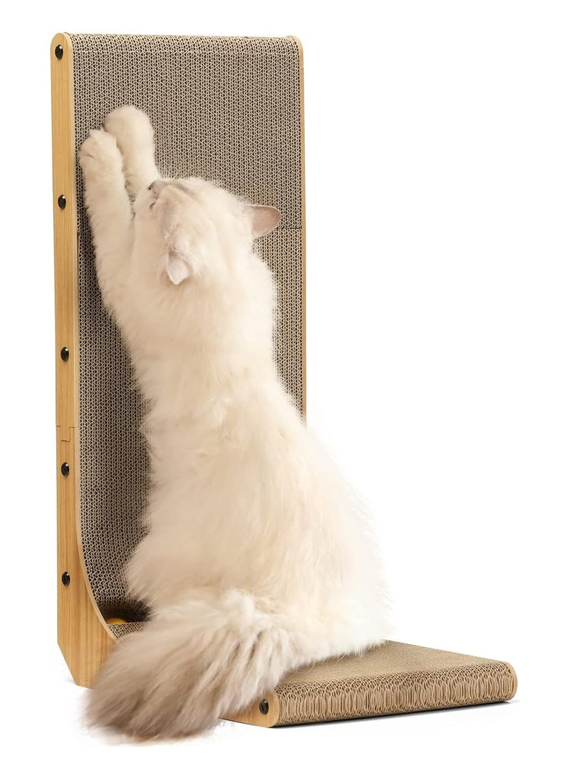 دوبكارت خدش القطط، وسادة خدش للقطط على شكل حرف L مقاس 26.8 بوصة مثبتة على الحائط، ورق مقوى لخدش القطط مع لعبة كرة للقطط الداخلية - Image 1