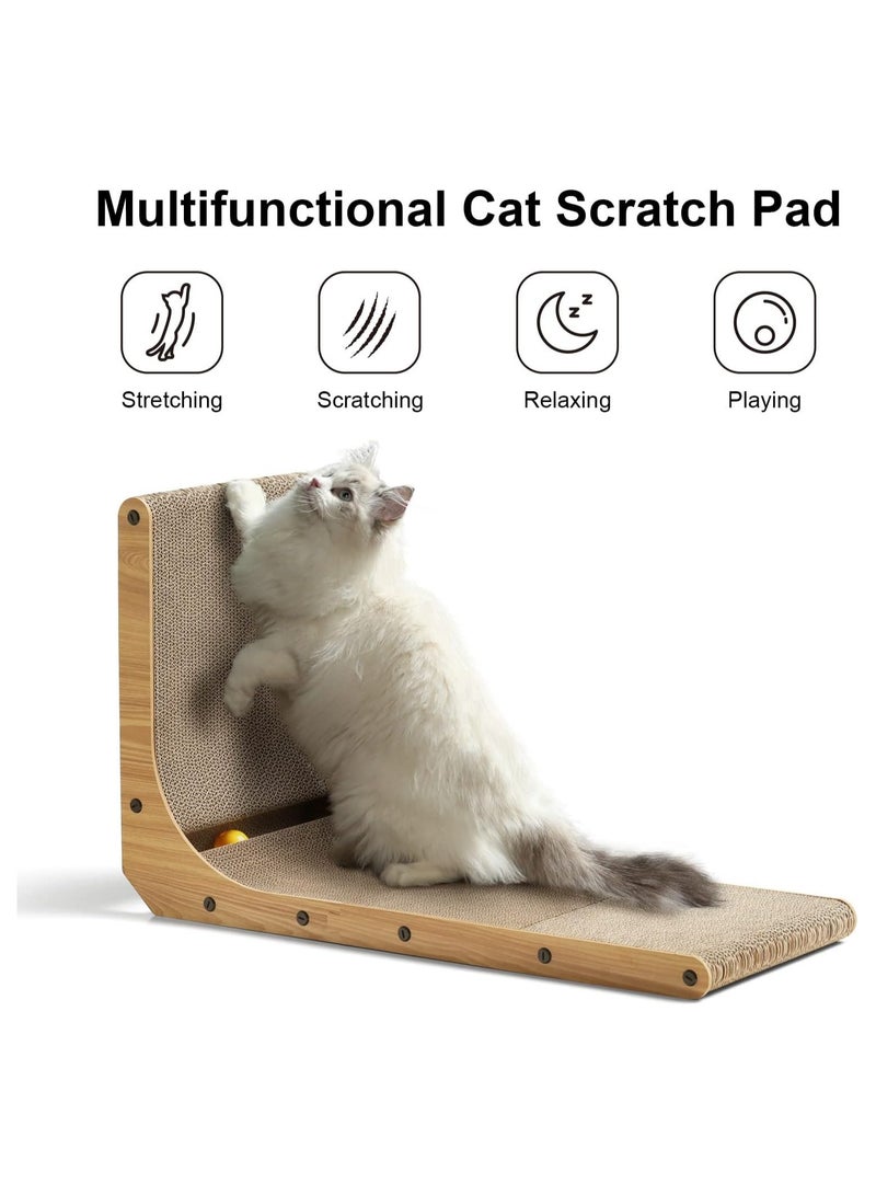 دوبكارت خدش القطط، وسادة خدش للقطط على شكل حرف L مقاس 26.8 بوصة مثبتة على الحائط، ورق مقوى لخدش القطط مع لعبة كرة للقطط الداخلية - Image 5