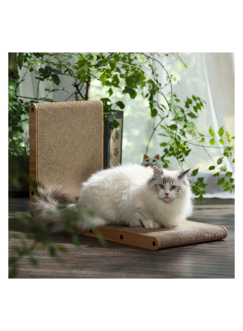 دوبكارت خدش القطط، وسادة خدش للقطط على شكل حرف L مقاس 26.8 بوصة مثبتة على الحائط، ورق مقوى لخدش القطط مع لعبة كرة للقطط الداخلية - Image 4