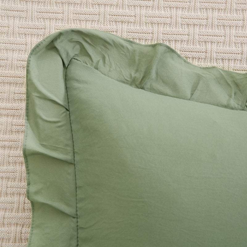 Merryword Avocado Green Body Pillow Cover 20x54inches Long Pillowcase Ruffled Pillowcases Shabby Chic Ruffled Fringe Decor Body Ruffled Pillow Sham Cute Pillowcase - Image 5