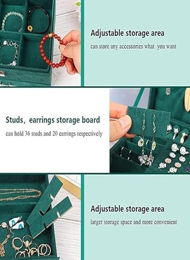 Drumil Women Jewelry Box Lockable 3 Layers Large Jewelry Organizer Storage Case for Earrings Necklaces Rings Bracelets,Green Display Jewel Holder (Navy) - Image 3
