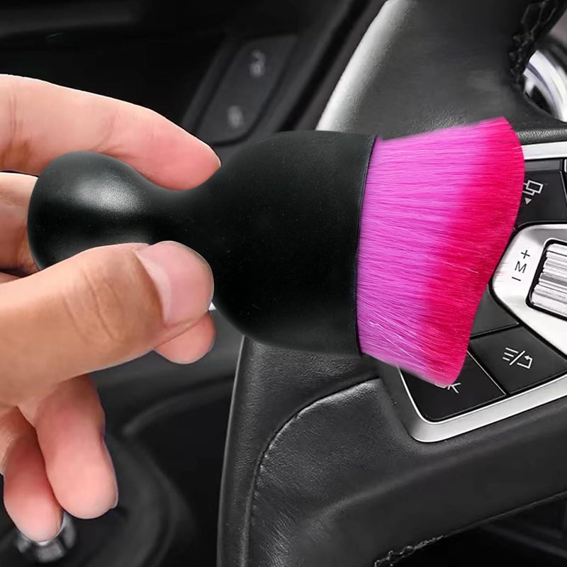 AOCISKA Car Interior Detailing Brush,Soft Bristle Cleaning Brush Car Detailing Brush Dusting Brush,Car Interior Cleaning Tool,Auto Detail Brush Car Dash Duster Brush (Black&Double Purple) - Image 3