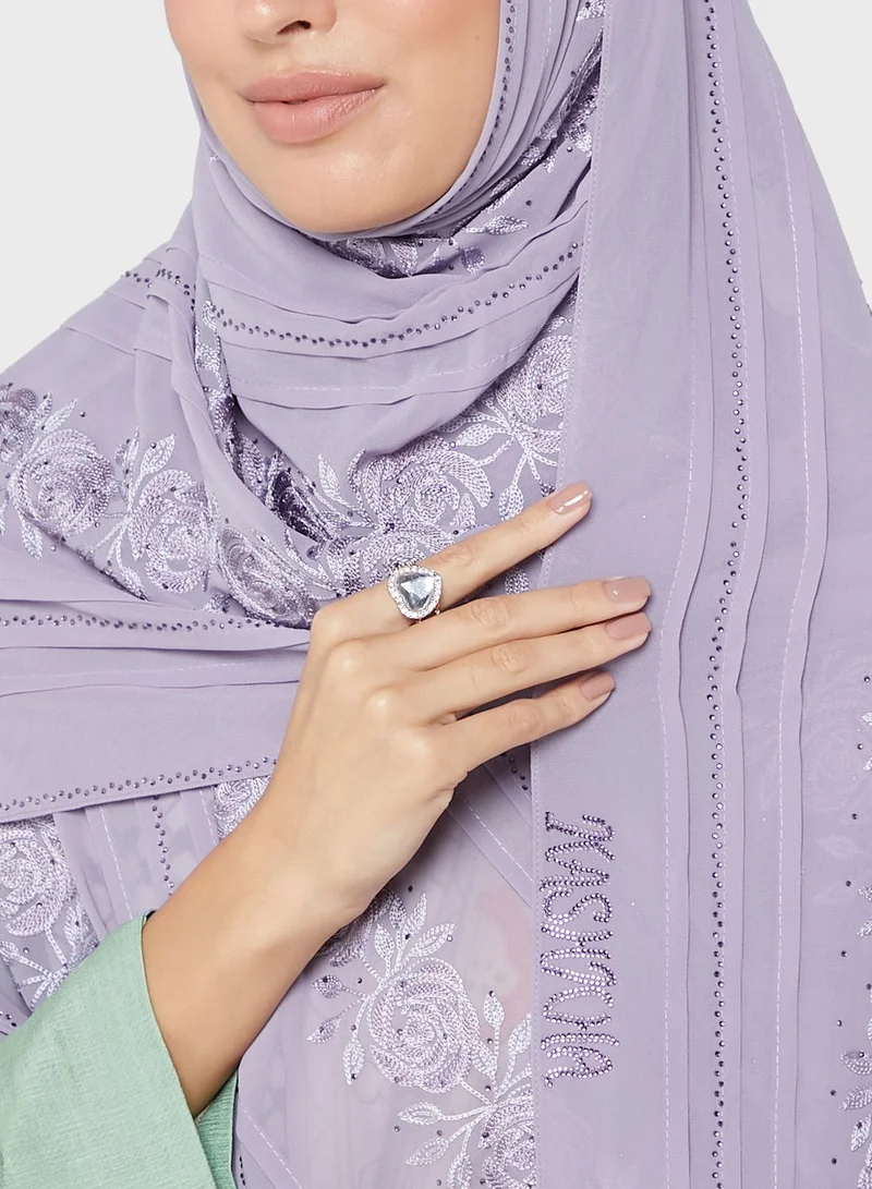 Embellished Scarf Kashkha Scarves KASHKHA Chiffon Hijab With Stone