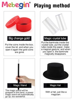 MEBEGIN Classic Magic Set with Hat and Rich Magic Props, Amazing Magic Box with a Variety of Tricks, Pretend Play Magician Stuff, Easy to Perform Tricks, Fun Creative Educational Toys, Ideal Gift for Beginners and Kids Aged 6+  - Image 4