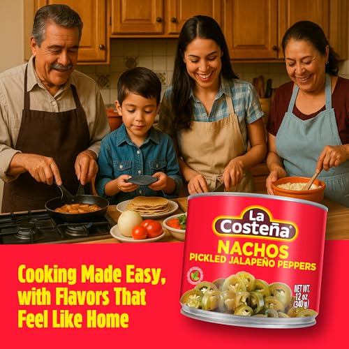 La Costeña Sliced Nacho Jalapeno Peppers - Pickled Jalapenos - Jalapeno Pepper - Hot Peppers - Mexican Food, Guacamole, Spicy Nacho & Taco Toppings, Enchiladas & Salsa - 12oz, 4 Pack Canned Jalapenos - Image 3
