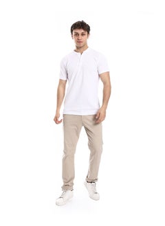 Casual Regular Fit Gabardine Pants _ Beige