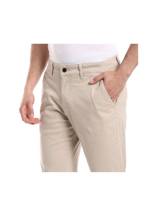 Andora - Casual Regular Fit Gabardine Pants _ Beige - Image 1