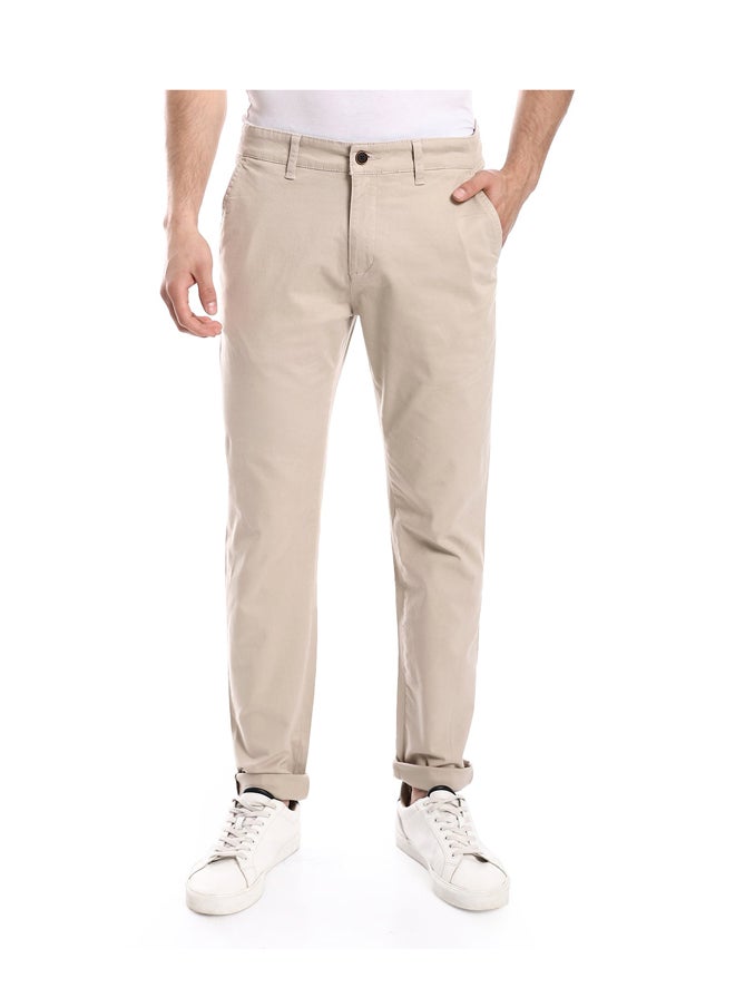 Andora - Casual Regular Fit Gabardine Pants _ Beige - Image 1