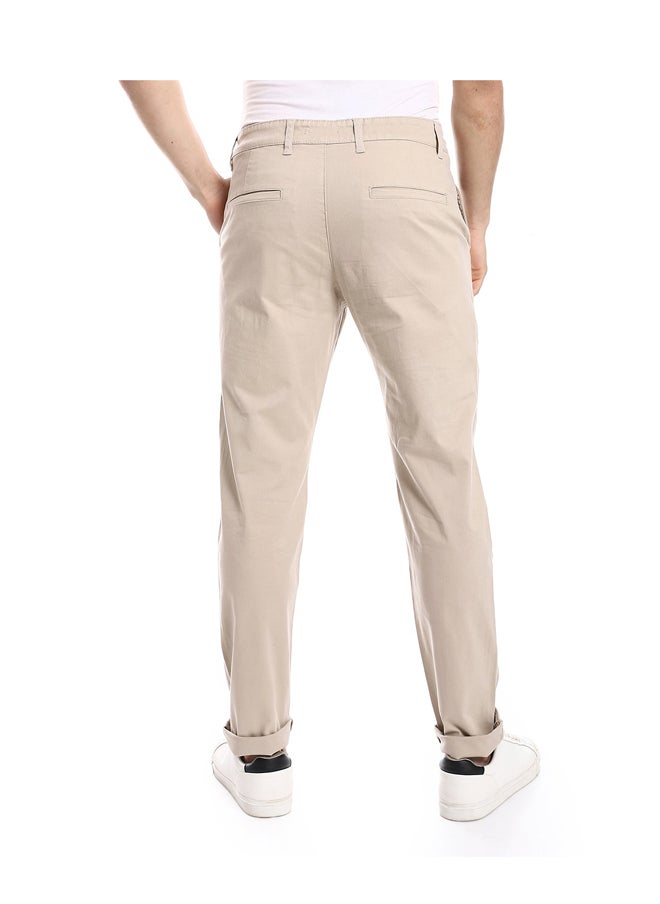Andora - Casual Regular Fit Gabardine Pants _ Beige - Image 1