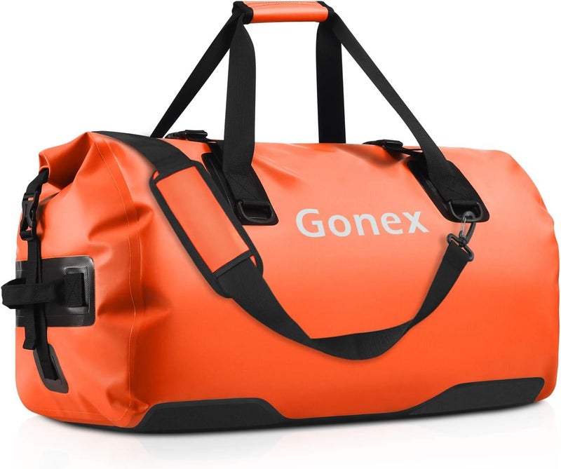 Gonex 80L Extra Large Waterproof Duffle Travel Dry Duffel Bag Heavy Duty Bag with Durable Straps & Handles for Kayaking Paddleboarding Boating Rafting Fishing Orange - Image 1