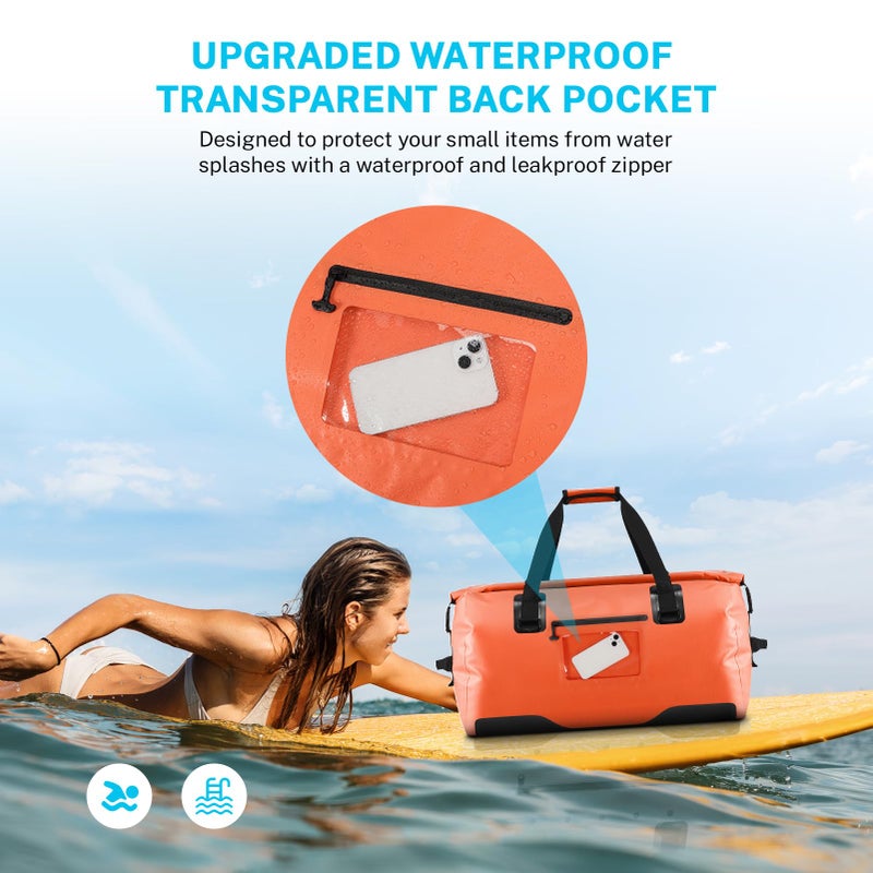 Gonex 80L Extra Large Waterproof Duffle Travel Dry Duffel Bag Heavy Duty Bag with Durable Straps & Handles for Kayaking Paddleboarding Boating Rafting Fishing Orange - Image 3