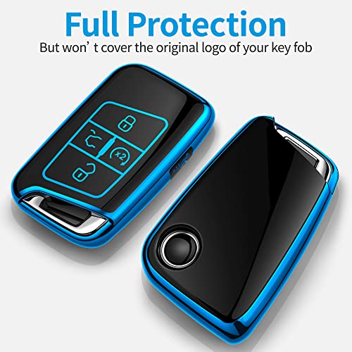 Tukellen for Volkswagen Key Fob Cover, Premium Soft TPU Full Protection Key Fob Case VW Tiguan Atlas Jetta Passat Golf Alltrack Smart Keyless Fob Remote Key (Blue) - Image 3