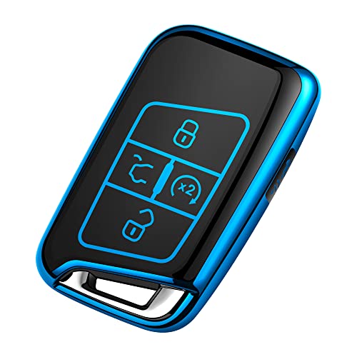 Tukellen for Volkswagen Key Fob Cover, Premium Soft TPU Full Protection Key Fob Case VW Tiguan Atlas Jetta Passat Golf Alltrack Smart Keyless Fob Remote Key (Blue) - Image 1