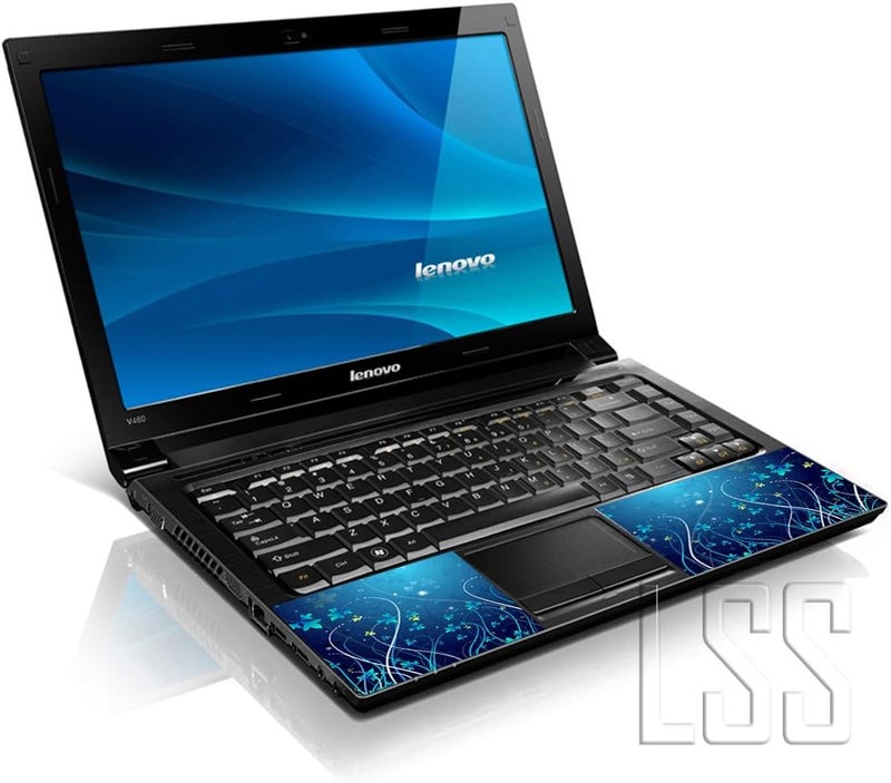 إل أس أس غطاء جلد لابتوب 15 15.6 مع نقش زهور زرقاء ملونة لـ HP وDell وLenovo وApple وAsus وAcer وCompaq - يناسب 13.3 و14 و15.6 و16 بوصة (وسادتان للمعصم مجانًا) - Image 2