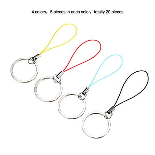 Bememo 20 Pieces Nylon Keychain Lanyard for USB Flash Drive Key Fob Lanyard with Color Strap String Bulk Short Key Ring Loop for ID Card Mp3 Player Keys Cellphone Keychain, 4 Colors - Image 2