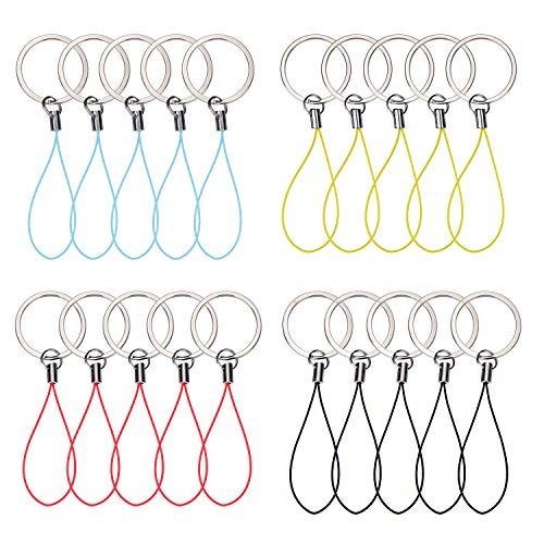 Bememo 20 Pieces Nylon Keychain Lanyard for USB Flash Drive Key Fob Lanyard with Color Strap String Bulk Short Key Ring Loop for ID Card Mp3 Player Keys Cellphone Keychain, 4 Colors - Image 1