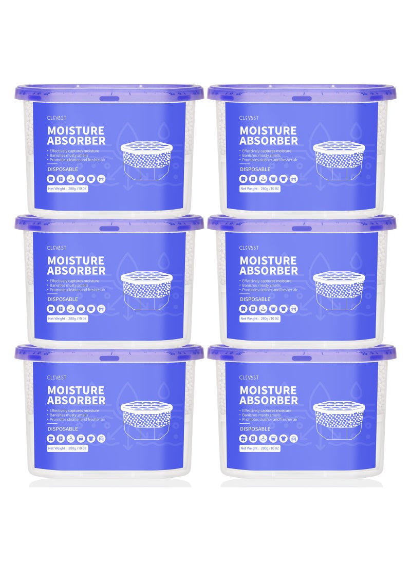 CLEVAST CLEVAST Moisture Absorbers Boxes 6 Pack, Dehumidifier Boxes for Closet, Unscented Hanging Humidity Absorber in Wardrobes, Bedrooms, Bathrooms(280g/pack)  - Image 1