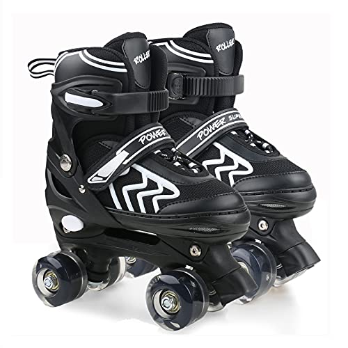 ZXLN Kids Roller Skates for Boys and Girls, Women and Men, 4 Size Adjustable Quad Skates for Youth Adult Medium Size - Image 1