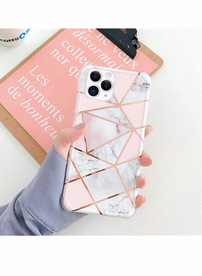 Y&D Case for iPhone 11 Pro Max Girls Women Glossy Marble Design Sparkly Glitter Cute Slim Flexible Soft Silicone Rubber Gel TPU Cases, Pink - Image 1