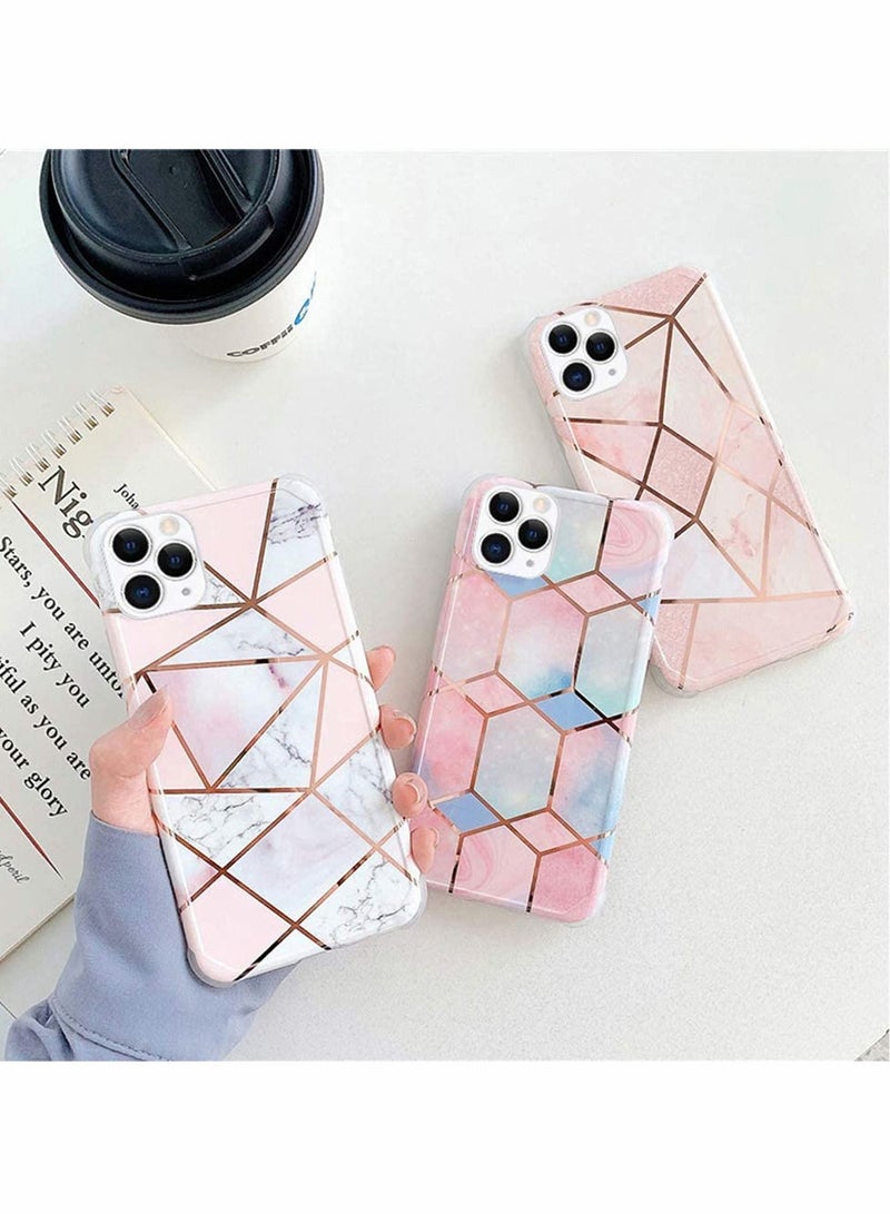 Y&D Case for iPhone 11 Pro Max Girls Women Glossy Marble Design Sparkly Glitter Cute Slim Flexible Soft Silicone Rubber Gel TPU Cases, Pink - Image 2